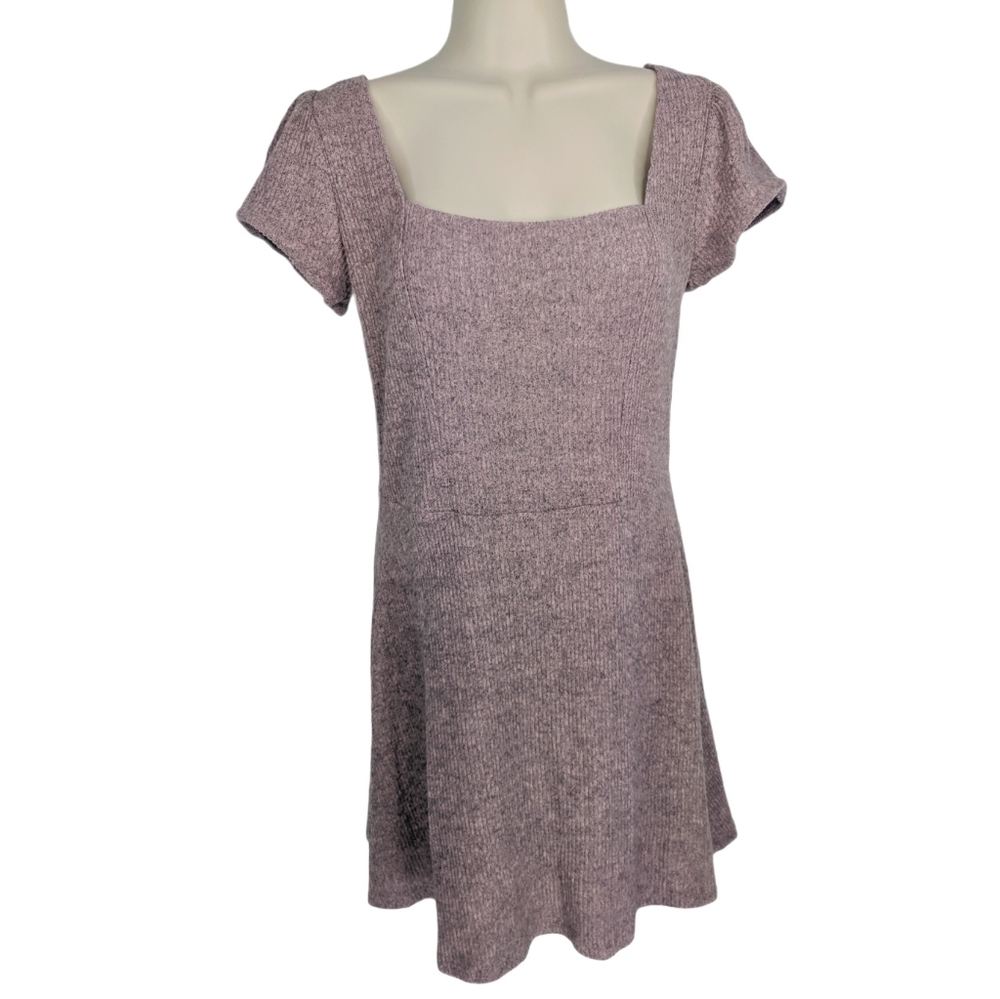 ALLISON & KELLY Ribbed Puff Sleeve Fit & Flare Soft Knit Dress Sz S